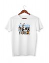New York City Baskılı Beyaz Tişört