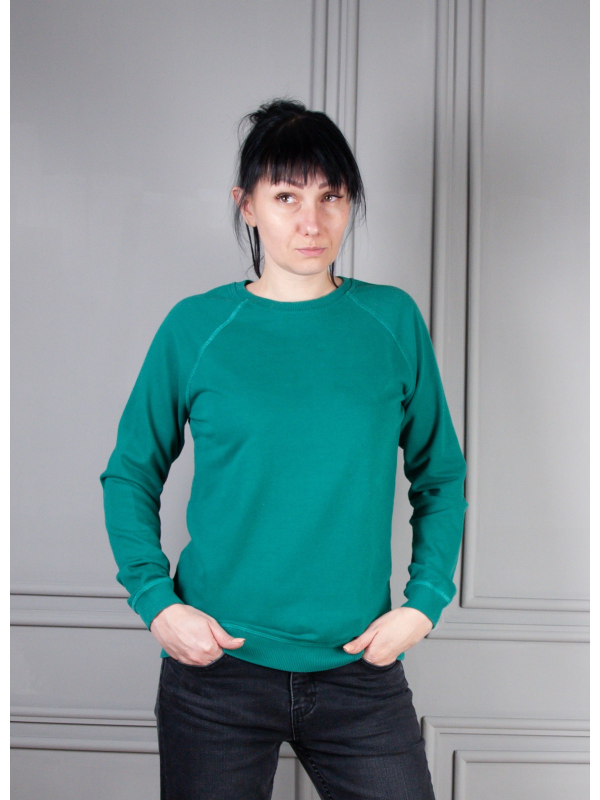 Kadın Sweatshirt Basic Yeşil